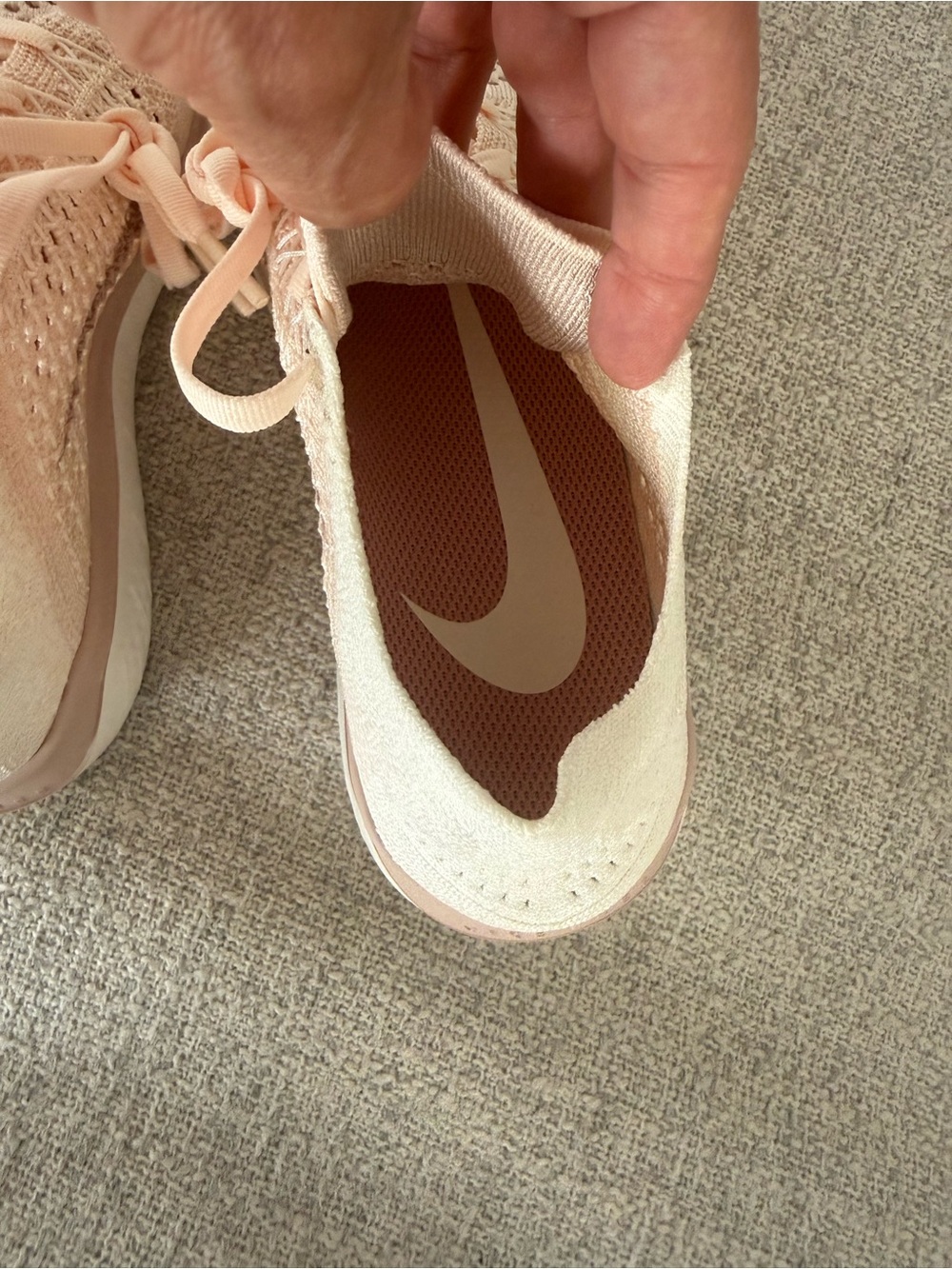 Nike Women’s Flyknit Running Shoes - Light Pink with Dark Swoosh - Picture 7 of 7